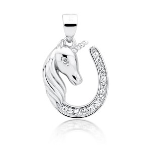 Pandantiv argint potcoava unicorn cu pietre DiAmanti Z1729C_W-DIA (Argint 925‰ 2,2 g.)